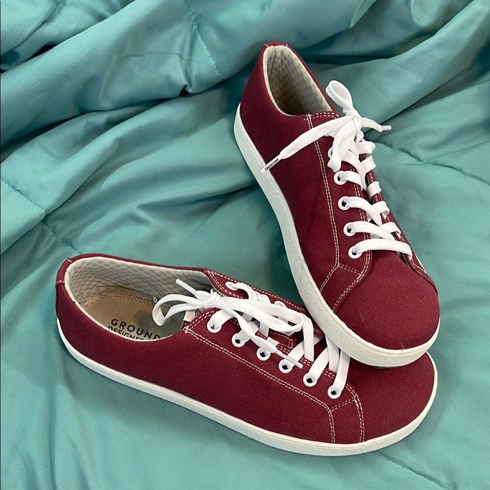 Women's Barefoot Red Canvas Sneakers